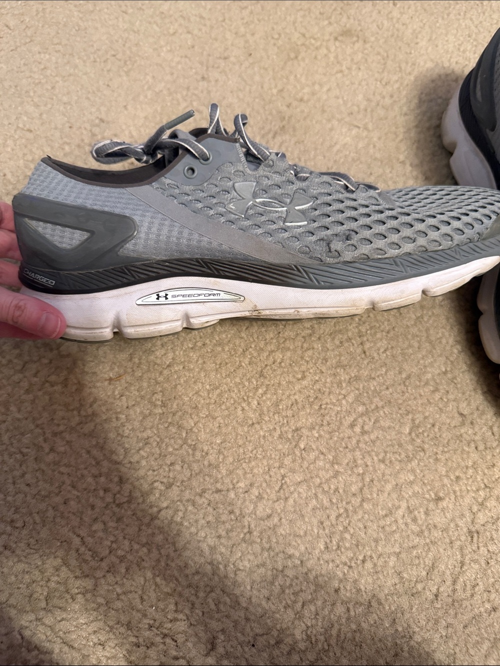 Men's Under Armour Grey Mesh Speedform Gemini 2 Athletic Sneakers - Picture 3 of 7